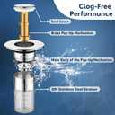 2 Pack Bathroom Sink Drain Strainer, Universal Sink Stopper with Hair Catcher Easy-Clean Pop-Up Stainless Steel Sink Strainer (F36)