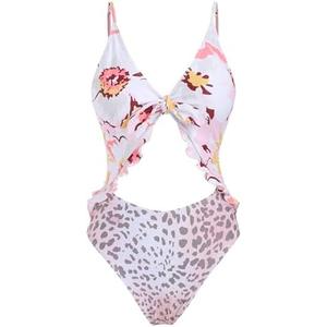 ZAFUL Women's One Piece Swimsuit Ribbed Open Back Bathing Suit Tummy Control Scoop Neck Adjustable Straps High Cut Swimwear, Size S