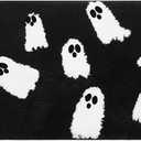 Tinideya Halloween Ghost Bathroom Rug Cute Spooky Bathroom Decor Non Slip Halloween Bath Mat Soft Washable Ghost Shower Floor Mat Goth Gift Cute Rug for Bedroom Home Decor 18x30inch