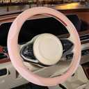 14 inch Steering Wheel Cover for Prius Civic, Nappa Microfiber Leather Non-Slip Breathable Fabric, Warm in Winter and Cool in Summer, Pink Small 13.5 inch to 14 inch