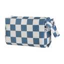 Tiny Twinkle Waterproof Travel Toiletry & Makeup Bag Organizer | Makeup Pouch with Multiple Compartments & Snap Handle for Travel | Gift for Teen Girls and Women Blue Checkers