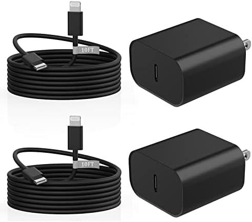 Matsusho iPhone Charger Fast Charging 10 FT, 2 Pack 20W USB C Wall Charger Block with 10FT Long Type C to Lightning Fast Charging Data Sync Cable Compatible for iPhone 14 13 12 11 Pro Max XS XR X iPad