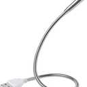 Junfamilee Silver USB Flexible Light Gooseneck Led Glowing Lamp Laptop Computers Studying for Office Working Writing Reading Accessories Desk Lamps Office Adjustable Led, Desk Lamps, Lamps and Shades