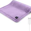 USB Plug-in Heating Pad for Travel Warmth Outdoors, Non-Rechargeable Small Heated Pad 5V Heat Therapy for Pain Relief Abdomen Cramps, 3 Heat Settings & Auto Shut Off (12"x 16") Purple