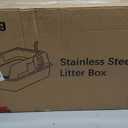 Stainless Steel Cat Litter Box XL for Big Cats, High-Sided Design Prevents Urine Leakage, Non-Stick, Easy to Clean, Includes Scoop, Gray