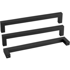Goldenwarm 2 Pack Black Square Bar Cabinet Pull Drawer Handle Stainless Steel Modern Hardware for Kitchen and Bathroom Cabinets Cupboard,Center to Center 10in(256mm) Black Drawer Pulls