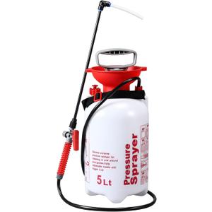 Honeydak 1.3 Gallon 5L Garden Pump Pressure Sprayer Watering Can Device for Watering Hanging Plant Basket Hard to Reach Pump Sprayer for Weeds, Lawn Care & Pesticides (Red)