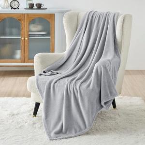 Bedsure Fleece Throw Blanket Light Grey Microfiber 46"x66"