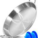 14 Inch Paella Pan, Tri-ply Stainless Steel Induction Compatible Large Spanish Rice Pan, Great for Spanish Rice, Seafood Paella, Authentic Paella, Socarrat, Oven Safe, 5-8 Servings, Detachable Handles