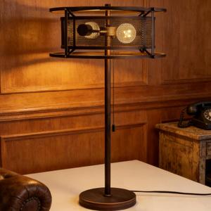 TOCHIC Vintage Table Lamp for Bedroom, Farmhouse Bedside Table Lamp for Living Room, 2 Light Industrial End Lamp with Drum Shades, Rustic Tall Lamp for Kids Room, Office, Study Room 28" H