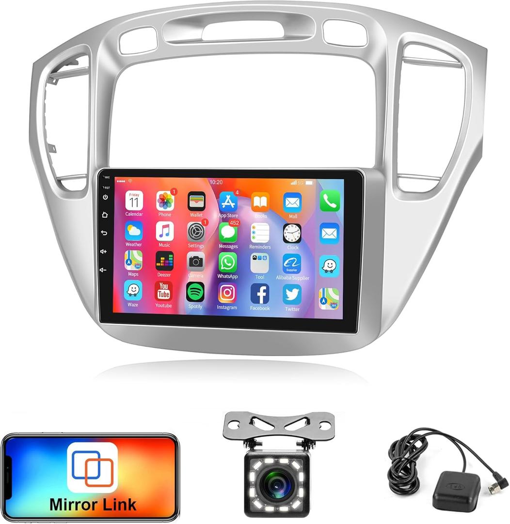 Rimoody Android Car Radio for Toyota Highlander 2000-2007, Car Stereo with GPS Navigation WiFi 9 Inch Touchscreen Bluetooth FM RDS Mirror Link + Backup Camera