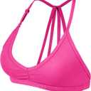 YEOREO Workout Sports Bras for Women Padded Strappy Open Back Gym Bra Light Impact Criss Cross Yoga Crop Top (Medium, Pink)