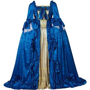 Court Rococo Baroque Marie Antoinette Ball Dresses 18th Century Georgian Era Costumes Dress Victorian Ball Gown (Blue, M)
