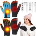2 Pairs Heated Gloves USB Electric Touchscreen Heated Glove Liners Unisex Washable Winter Hand Protectors with 3 Temperature Adjustment for Indoor Home (Wide, Black, Sky Blue)