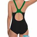 Beautikini Period Swimwear One Piece Leak Proof Racerback Swimsuit Menstrual Color Block Bathing Suit for Girls Green XS