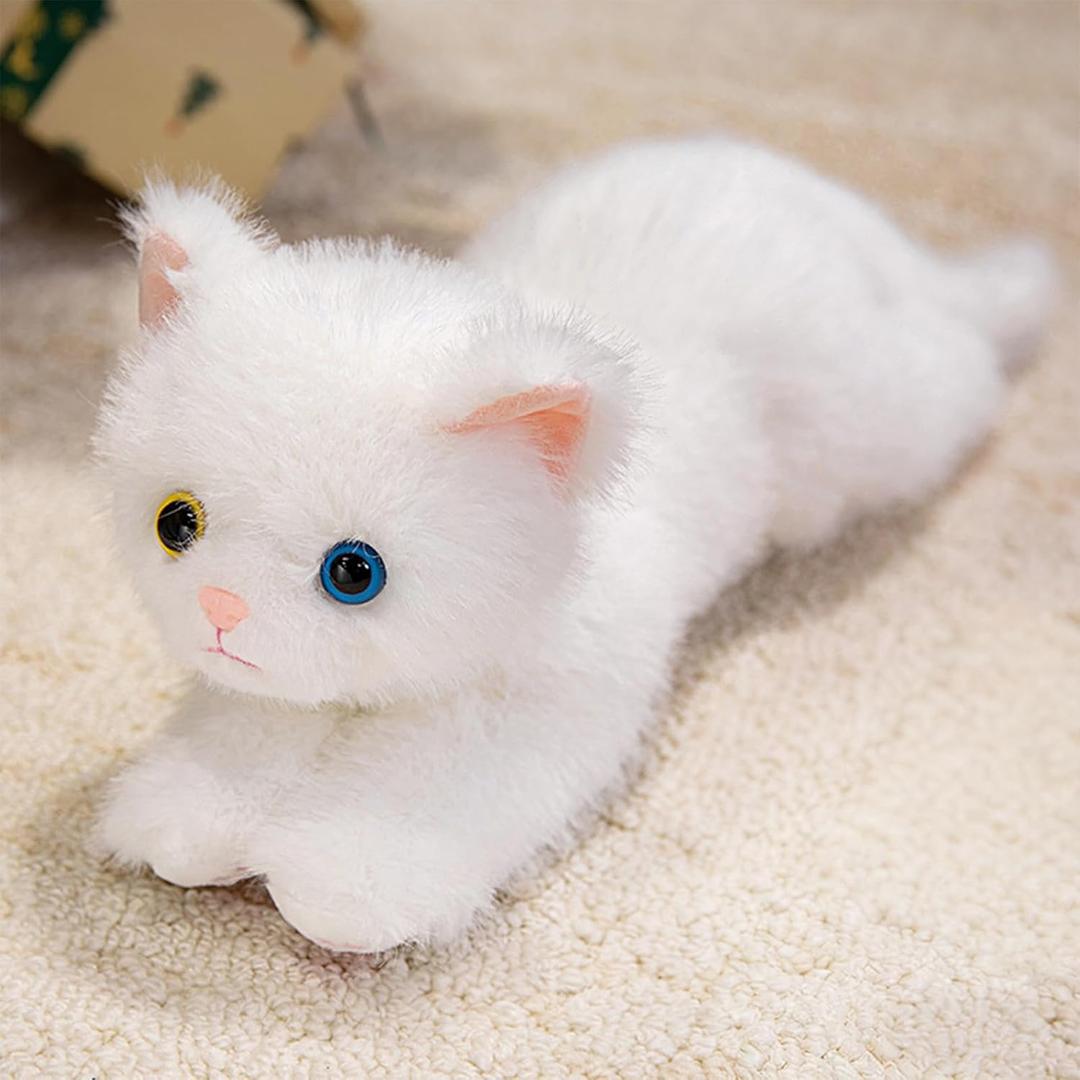 PEACH CAT Cat Stuffed Animal 12" Realistic Kitten Plushies Soft Plush Toys Gifts for Kids White