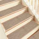 Stair Treads Non Slip, 15 Pack 8" X 30" Beige Stair Runners for Wooden Steps Non Slip with Reusable TPE Adhesive Backing, Carpet Stair Treads for Kids Elders and Pets, Machine Washable, Anti-Fall