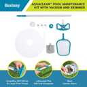 Bestway Basic Pool Cleaning Kit, Includes Pool Vacuum, Skimmer Net, 9' Pole, & Hose, Compatible W/Most Above Ground Pools, Blue