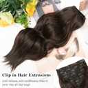 Hair Extensions for Women, 8PCS 16 Inch Dark Brown Clip in Hair Extensions, Synthetic Long Wavy Hairpieces for Women Full Head Thick