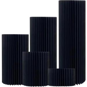 Jueraori Cylinder Stands for Party, 5 PCS Round Display Pedestal Stand, Foldable Cardboard Columns Cylinder Tables for Birthday Wedding Holiday Parties Decor (Black)