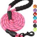 BAAPET Dog Leash with Comfortable Padded Handle and Highly Reflective Threads for Small Medium and Large Dogs (5FT-1/2'', Pink)