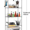 Homdox 6-Tier Storage Shelf Wire Shelving Unit Free Standing Rack Organization with Caster Wheels, Stainless Side Hooks, Silver Gray | Rack Organization, with Caster Wheels, Stainless Side Hooks