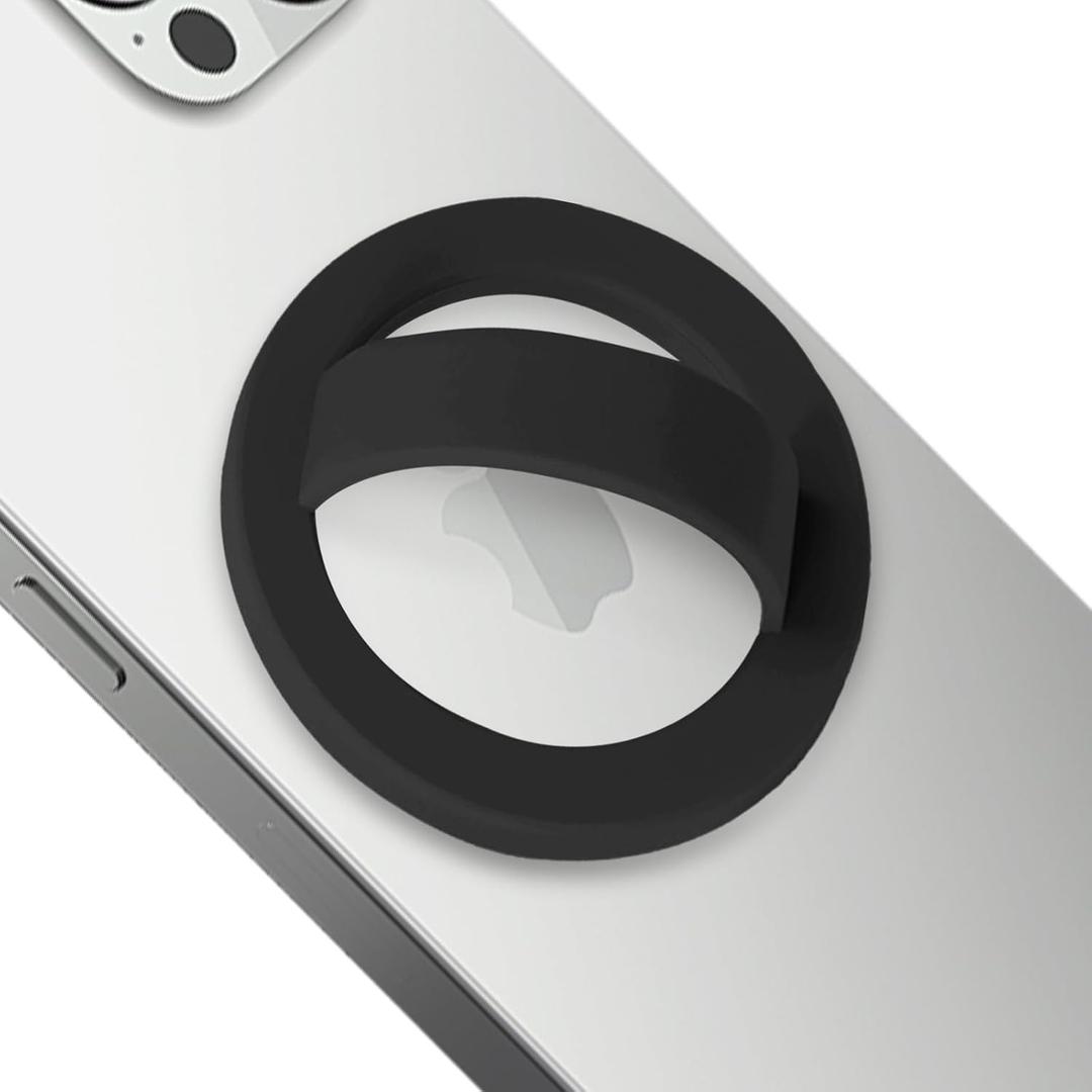 Magnetic Silicone Comfy Ring Grip Phone Holder, Loop Grip Phone Holder,Strong Grip,Comfortable,Easy to Install and Remove,Compatible with Magsafe for iPhone 16/15/14/13/12 Series (Black)