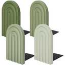 Whaline 4Pcs Boho Arch Wood Bookends Sage Green Rainbow Wooden Book Stands Decorative Non Skid Book Stoppers Study Cute Bookend for Back to School Heavy Books Home Office Library Kitchen (4 Colors)