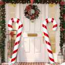 Whaline 65 Inch Christmas Inflatable Candy Cane Blow Up Balloon Decoration Red Striped Candy Cane Pool Noodles for Xmas Holiday Party Swimming Pool Beach, Set of 2