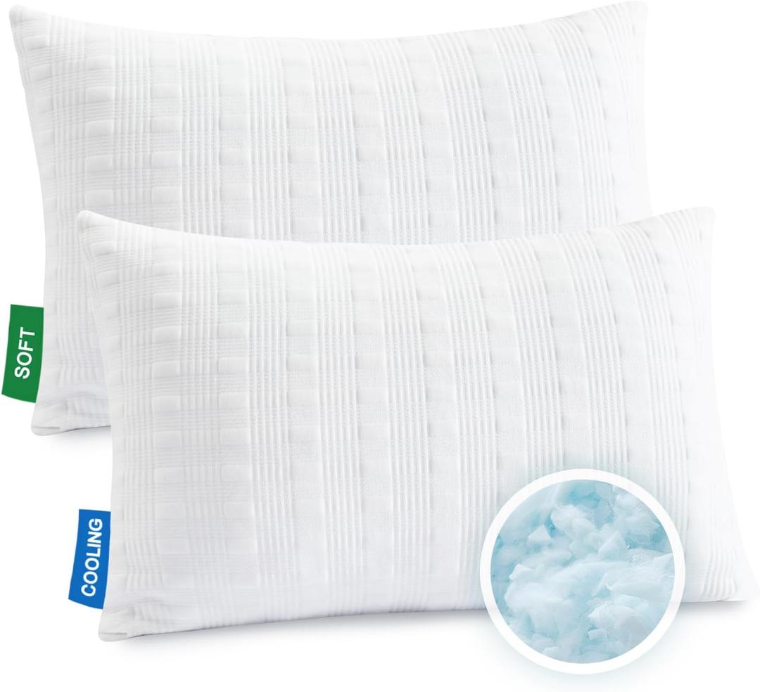 Meoflaw Cooling Pillows for Sleeping King Size Set of 2,Shredded Memory Foam Bed Pillow with Pillow Case-Double Sided Material,Adjustable Loft King Pillow for Side & Back Sleeper-Medium Firm