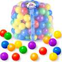 200 Count Plastic Balls for Ball Pit, Phthalate and BPA Free, Crush Proof Play Balls for Ball Pit, Pit Balls in Assorted Colors in Reusable and Durable Mesh Storage Bag with Zipper