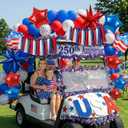 Patriotic Red White and Blue Balloon Garland Arch Kit for America's 250th Anniversary, Star Print & Flag Foil Balloons, Tissue Paper Tassels Banner for 4th of July, Independence Day，Memorial Day decor