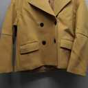 utcoco Women Cropped Wool Pea Coats Notched Lapel Double Breasted Crop Woolen Trench Coat Short Jackets with Pockets, M