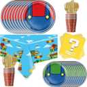 81Pcs Super Brother Party Tableware Set, Super Brother Party Decoration, Super Brother Birthday Party Supplies