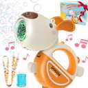 Bubble Gun with Handle & Strap, Portable Automatic Dog Bubble Machine Gun for Toddlers Kids 1-3 4-8 with Lights Music, 360Leak Proof Bubble Blower for Birthday Girls Boys Pet Gifts