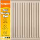 Songrey 24" x 18" Silicone Dish Drying Mat, Kitchen Counter Drying Pad for Sink Dishes or Under Rack, Multi-Use as Heat Resistant Trivet, Coffee Bar Mat (Beige)