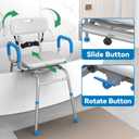 Loyoda FSA/HSA Eligible Sliding Shower Chair Tub Transfer Bench for Bathtub with Swivel Seat, Shower Bench with Pivoting Arms, Height Adjustable Shower Seat, 350 lbs, White&Blue, Standard