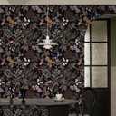 2 x Peel and Stick Wallpaper Black Floral Wallpaper Dark Floral Leaf Contact Paper for Cabinet Vintage Self-Adhesive Removable Wall Paper for Bathroom Bedroom Kitchen Shelf Liner 17.3" x 118" (Black/ Pink/ Purple)