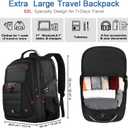 LifetimeWarranty Extra Large Travel Backpack With 52L Capacity, Long-Term Durability TSA Backpack,Anti-Theft 17.3" Big Business Laptop Backpack for Men&Women,Water Resistant College Rucksack Bag Black