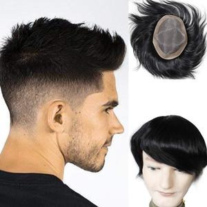 Wigs For Men Hairpiece Mono Lace Systems Mens Toupee Size 7x9 Inch Color 1# Wigs Lace Men Units Replacement