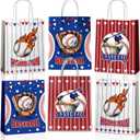 JOYGATHER 24 Pcs Baseball Goodie Bags with Handles, Baseball Party Favors Gift Candy Treat Snack Paper Bags with 3 Different Types for Birthday Party Supplies Decorations, 1 Count