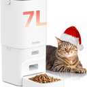 Automatic Cat Feeder - 7L/29 Cups Cat Food Dispenser with Desiccant Bag, 16 Meals, Ideal for 215mm Dry Food, Auto Pet Feeder with Dual Power Supply, Automatic Dog Feeder for Small Medium Breed