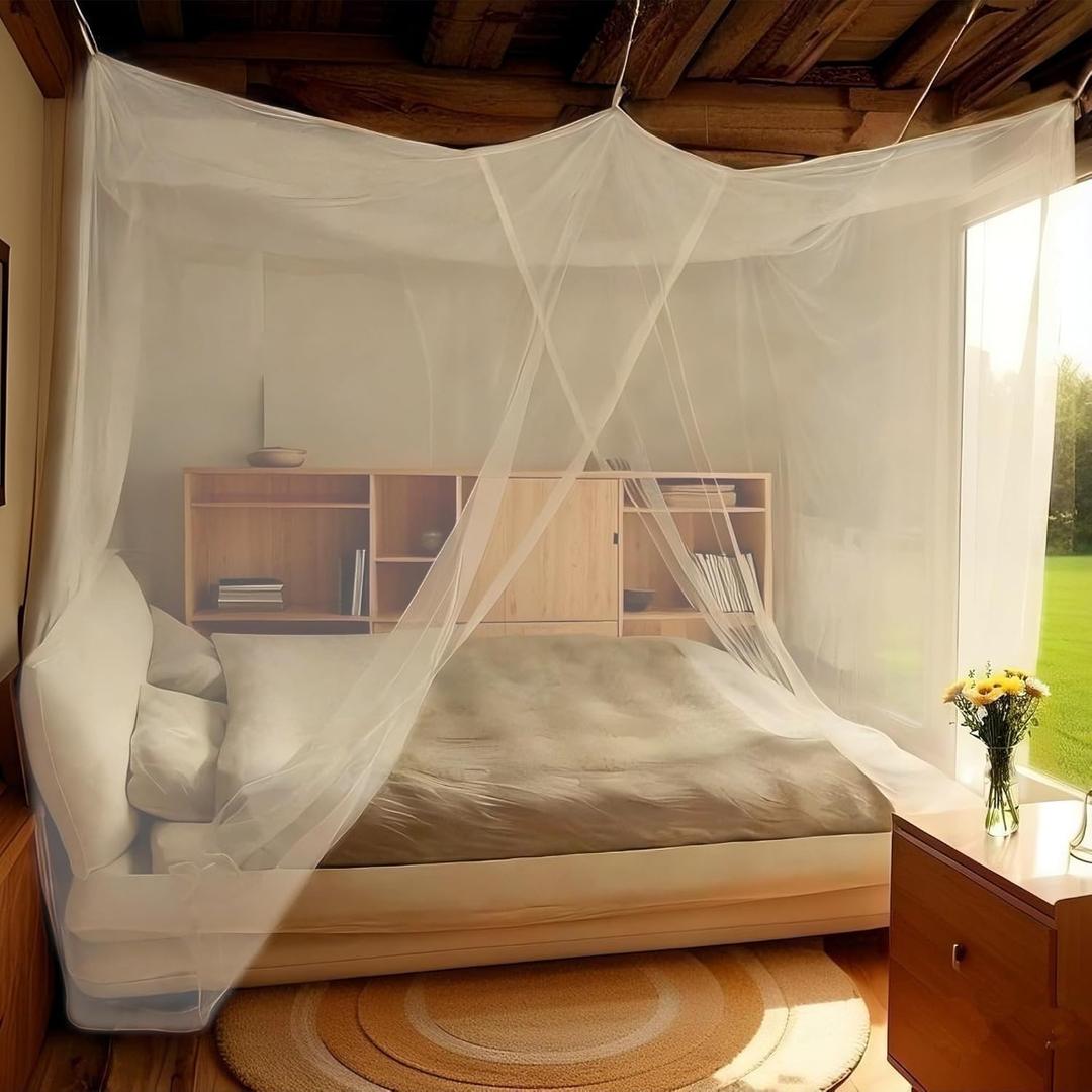 Square Ultra Large Mosquito Net with Carry Bag for Outdoor & Indoor Use, 2 Openings Netting Curtains  Ideal for Camping, Picnics, Garden, Bedroom