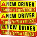 New Driver Magnet for Car - Extra Strong Hold - 9.72" by 3.24" - 3 Pack - Essential Magnetic Student Driver Sticker Signs - Remind Others to Please Be Patient - Bright & Reflective Sign for Rookies