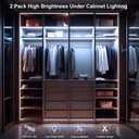 BSGlobal 2 Pack Battery Powered LED Strip Lights, High Brightness LED Strip Lights 9.8Ft 90 LED, Cuttable Under Counter Click Light for Kitchen Cabinet Closet Shelves (Cool White)