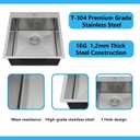 18x18 Inch Drop In Bar Sink, 18 Inch Small Kitchen Sink, Topmount Stainless Steel Small Kitchen Bar Sink for Laundry Wet Bar Prep RV Office Outdoor Yard with Dish Grid and Basket Strainer