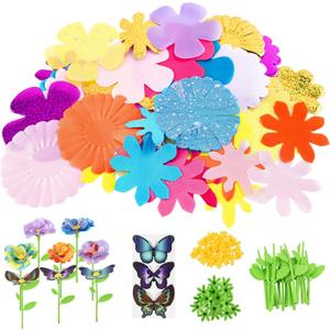 2 x Nicella DIY Fabric Flower Bouquet Toy Accessories – Creative Flower Market & Arts & Crafts Add-On Kits for Kids (Makes 33 Flowers & 3 Butterflies, 36 Pieces Total)