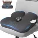 JarryStart 18.5" x 16.5" Extra Large Memory Foam Cushion, Tailbone Pain Relief Cushion for Long Sitting Soft Hip Support, Breathable X Large Donut Pillow Desk Chair Cushion for Office, Home, Driving, Black