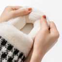 UBFEN Womens Mens Slippers Memory Foam Comfort Fuzzy Plush Lining Slip On House Shoes (5-6 Women/3-4 Men, White Black)