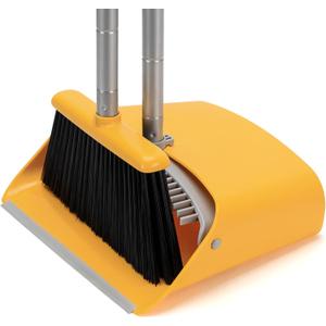 TreeLen Broom and Dustpan Set, Stand Up Broom and Dustpan for Home Cleaning (Yellow)